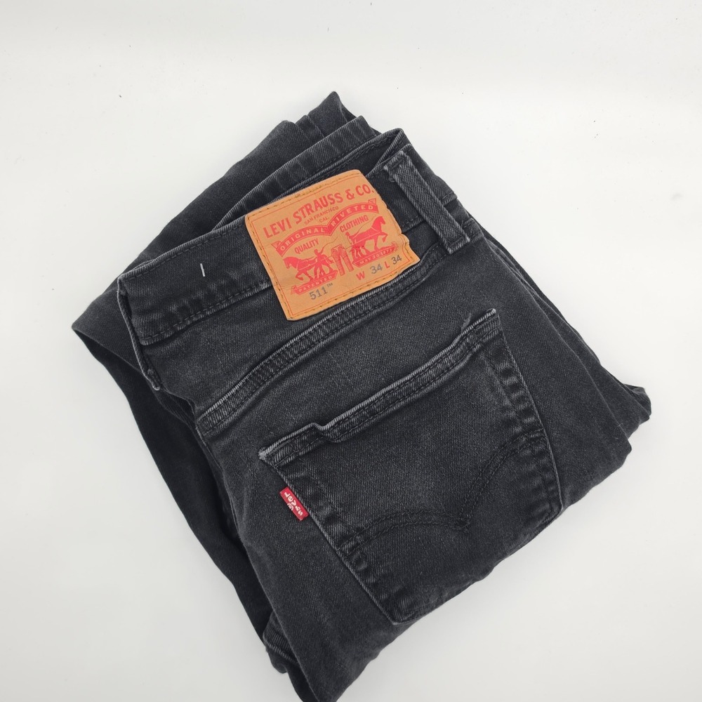 Levis 511 Jeans Mens 34x34 Slim Fit Black Business Office Casual Stretch Denim